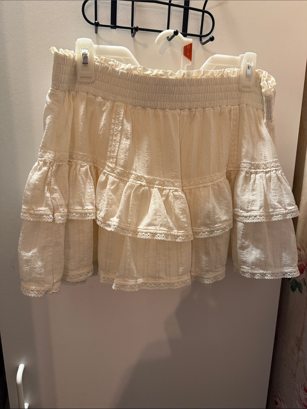 PINK Victoria's Secret Cream Tiered Ruffle Mini Skirt
